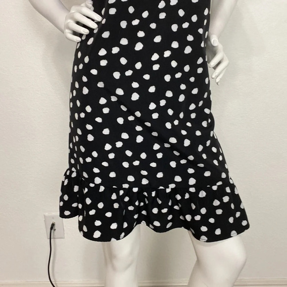 Merona Black White Polka Dot Print Ruffle Off The Shoulder Swing Dress Size L - Picture 5 of 9